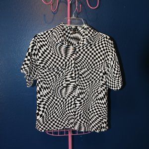 J for Justify Black and White Checkered Blouse